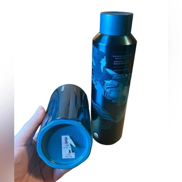 STARBUCKS Metal Venti 2-Color & Matching Mermaid Vac Insulated Water Bottle NWT - Picture 6 of 9